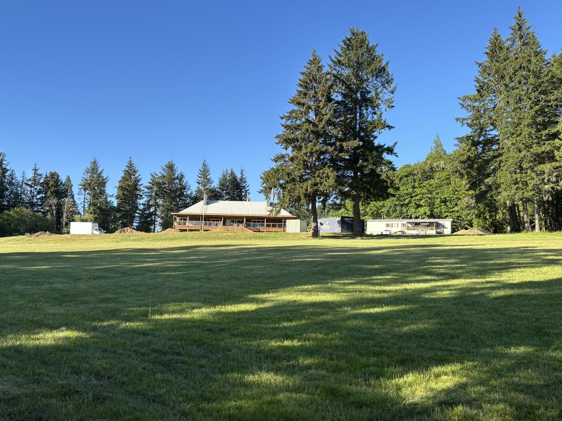 The lodge across the field
